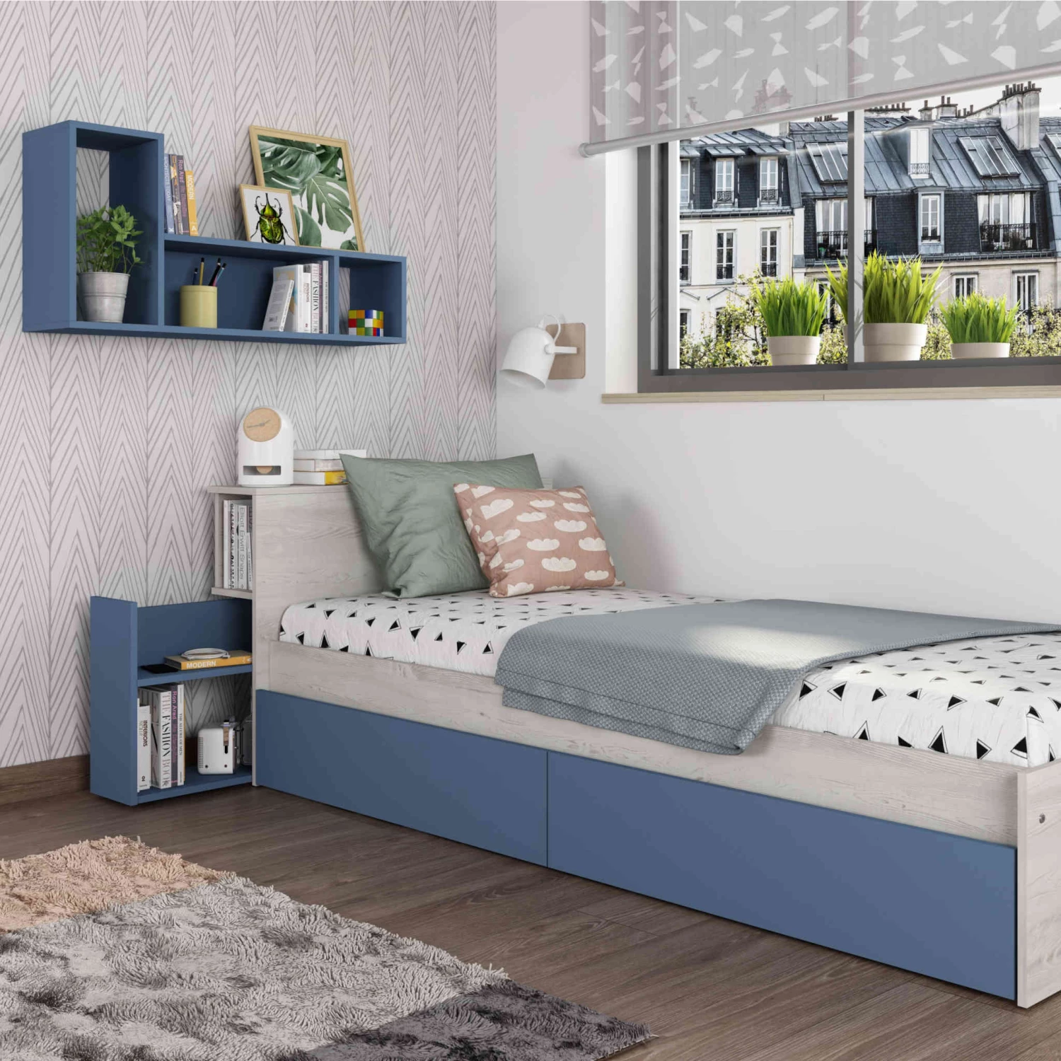 Lit Enfant Tiroir 90x200 En Bois Grisé - LI9074 3 Lit Enfant Tiroir 90x200 En Bois Grisé - LI9074