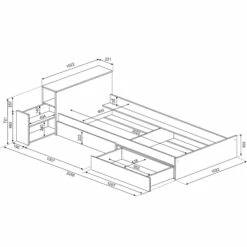 Lit Enfant Tiroir 90x200 En Bois Grisé - LI9074 29 Lit Enfant Tiroir 90x200 En Bois Grisé - LI9074 -Doublures De Lit Soldes 2024 1770 mesures