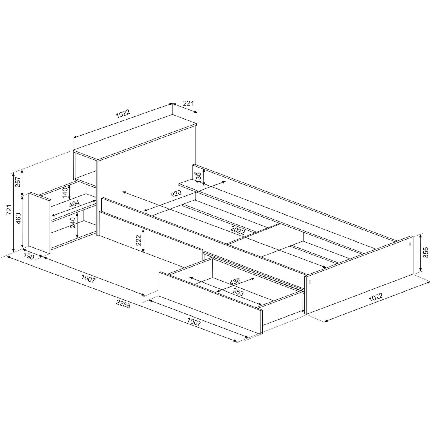 Lit Enfant Tiroir 90x200 En Bois Grisé - LI9074 16 Lit Enfant Tiroir 90x200 En Bois Grisé - LI9074 – Image 14