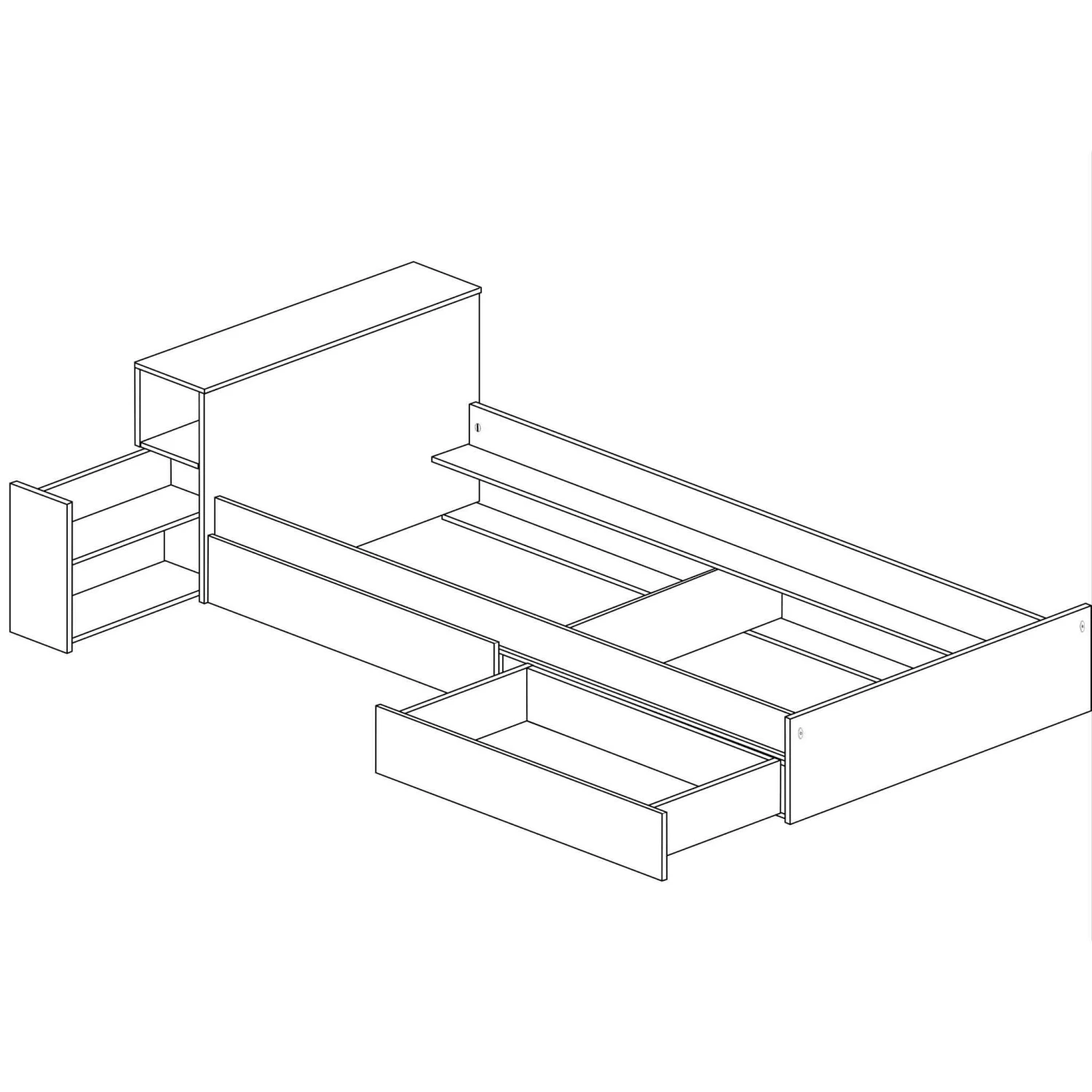Lit Enfant Tiroir 90x200 En Bois Grisé - LI9074 15 Lit Enfant Tiroir 90x200 En Bois Grisé - LI9074 – Image 13
