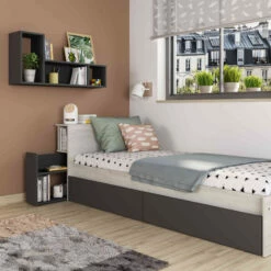 Lit Enfant Tiroir 90x200 En Bois Grisé - LI9074 25 Lit Enfant Tiroir 90x200 En Bois Grisé - LI9074 -Doublures De Lit Soldes 2024 1772 ambiance