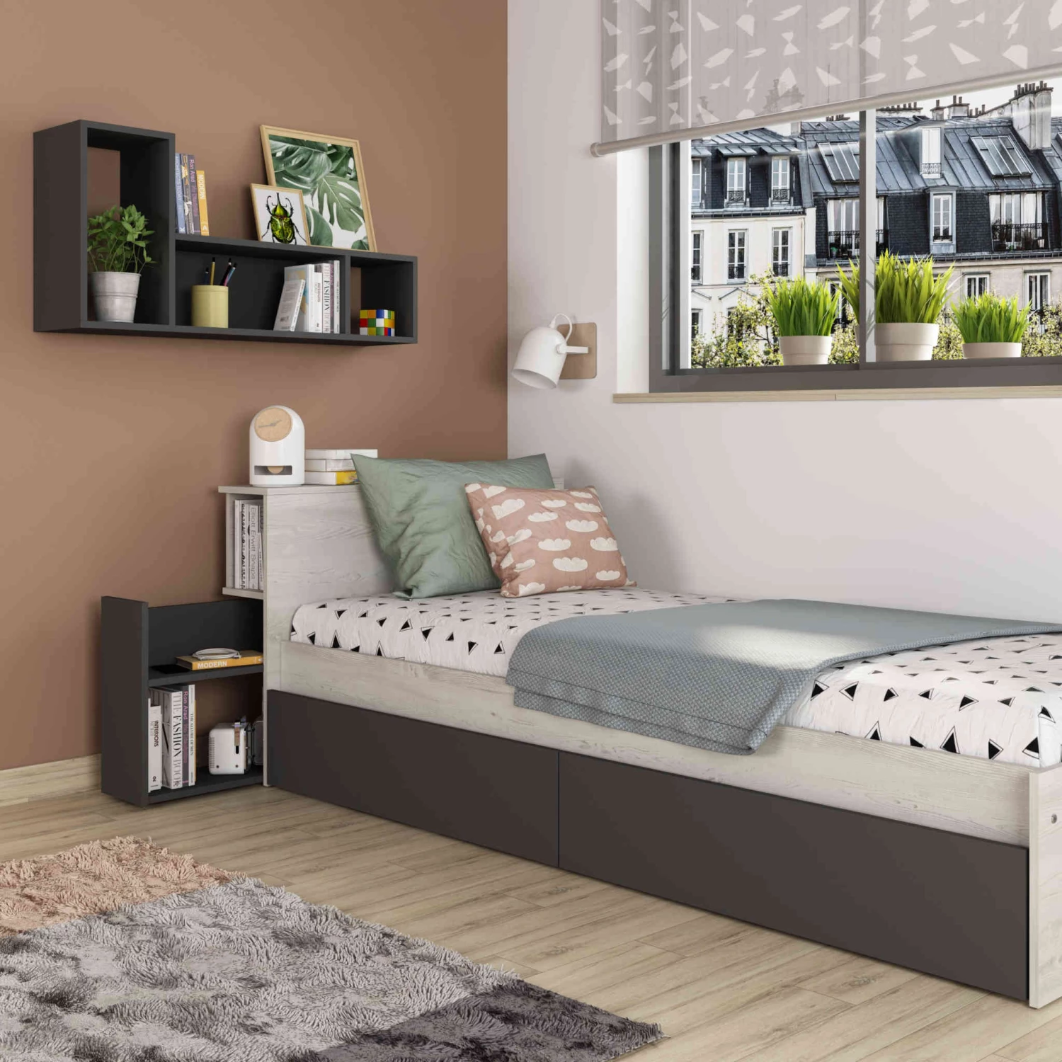 Lit Enfant Tiroir 90x200 En Bois Grisé - LI9074 12 Lit Enfant Tiroir 90x200 En Bois Grisé - LI9074 – Image 10