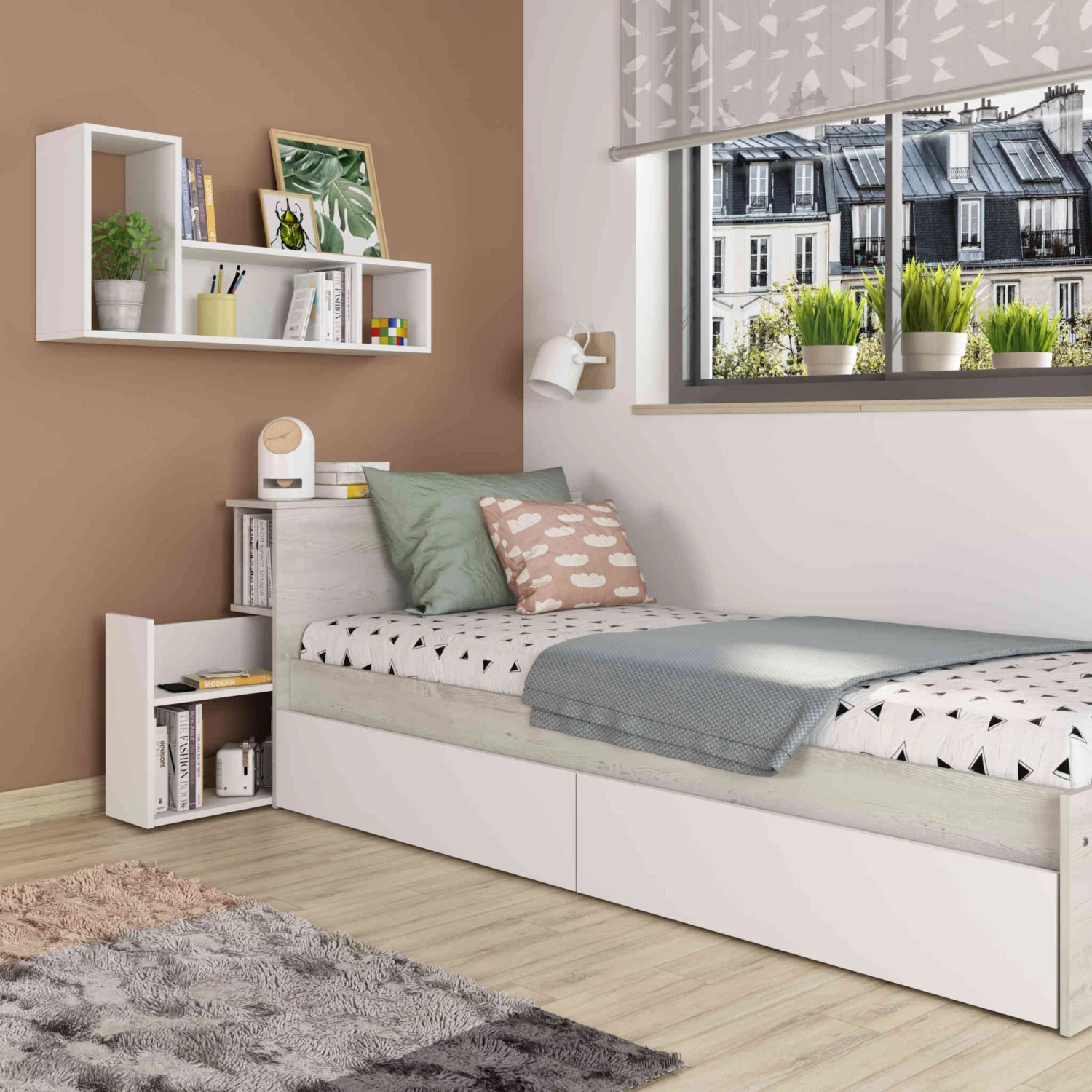 Lit Enfant Tiroir 90x200 En Bois Grisé - LI9074 9 Lit Enfant Tiroir 90x200 En Bois Grisé - LI9074 – Image 7