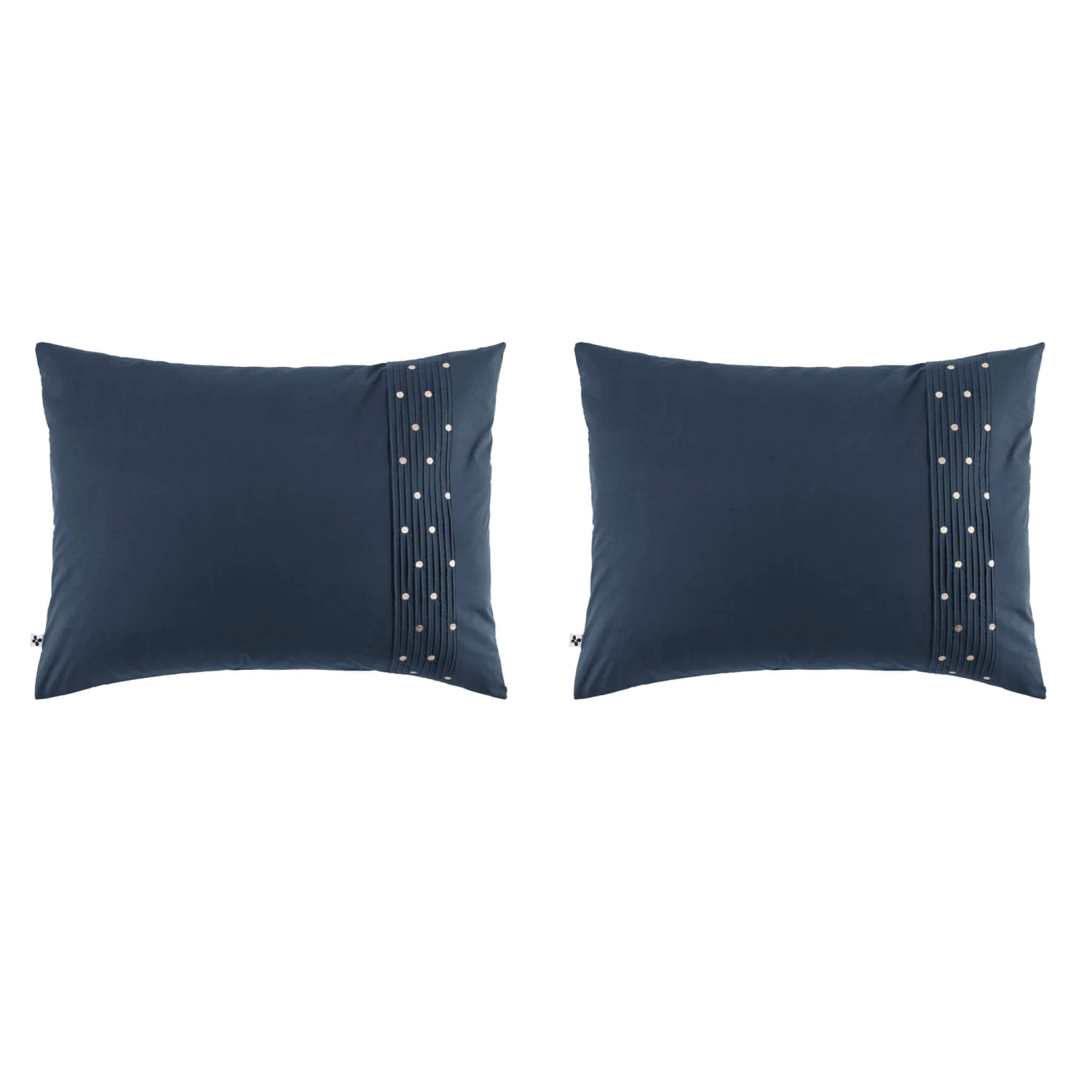 Lot De 2 Taies D'oreiller Brodées Plis Religieuses Marine 4 Lot De 2 Taies D'oreiller Brodées Plis Religieuses Marine – Image 2