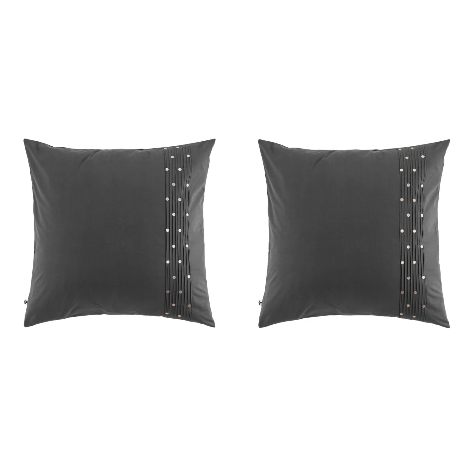 Lot De 2 Taies D'oreiller Brodées Plis Religieuses Anthracite 3 Lot De 2 Taies D'oreiller Brodées Plis Religieuses Anthracite