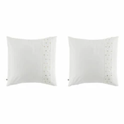 Lot De 2 Taies D'oreiller Brodées Plis Religieuses Blanc