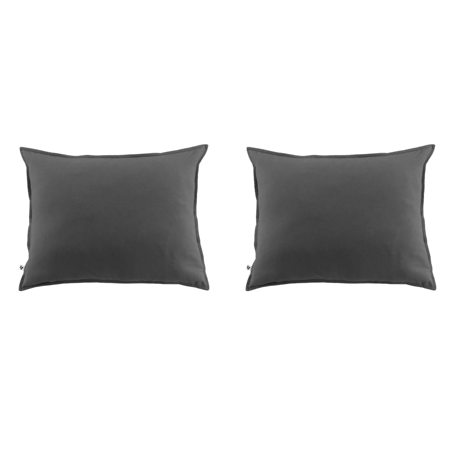 Lot De 2 Taies D'oreiller Flanelle Anthracite 4 Lot De 2 Taies D'oreiller Flanelle Anthracite – Image 2