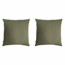 Lot De 2 Taies D'oreillers Double Gaze De Coton Kaki