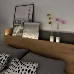 Lit Avec Tête De Lit En Bois Imitation Chêne - LI9051 14 Lit Avec Tête De Lit En Bois Imitation Chêne - LI9051 -Doublures De Lit Soldes 2024 alba ambiance 1 1