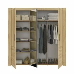 Lit Led Sensitive Et Armoire En Bois Clair - LT5084 -Doublures De Lit Soldes 2024 armoire sofia ouverte objets fond blanc 1