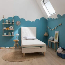 Ensemble Matelas Naturel Latex Naturel Enfant, Sommier Et Pieds Aube 200 - SOMEO -Doublures De Lit Soldes 2024 aube 200 ambiance 3