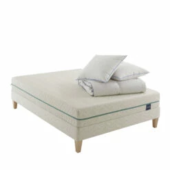 Ensemble Matelas Naturel Latex Naturel, Sommier, Pieds, Couette Et Oreiller Aube 700 - SOMEO