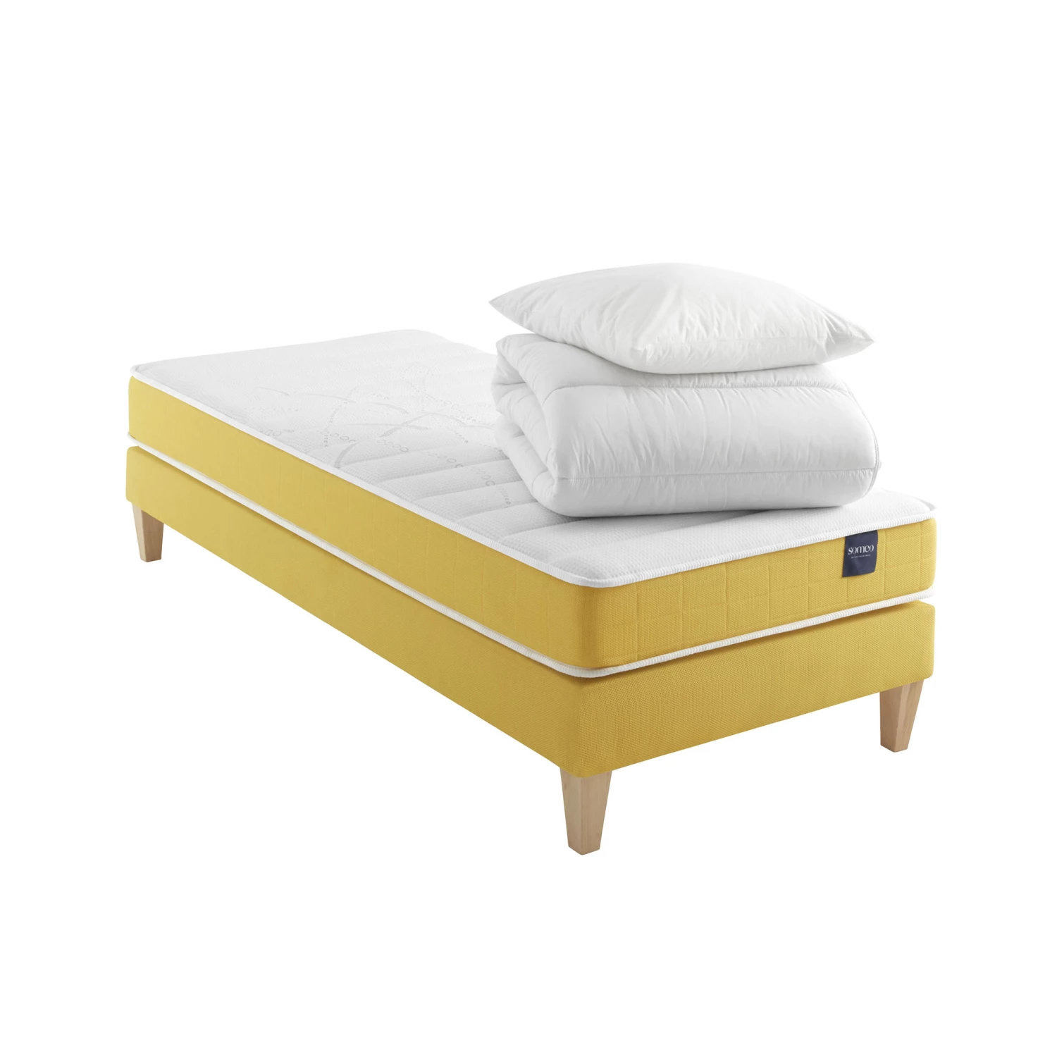 Ensemble Matelas Mousse, Sommier, Pieds, Couette Et Oreiller Aurore 400 - SOMEO – Image 13