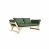 Banquette Ajustable BEBOP En Pin Massif Naturel Matelas 75x200 + Coussins 40x60 Inclus -Doublures De Lit Soldes 2024 bebop vert fond blanc 3
