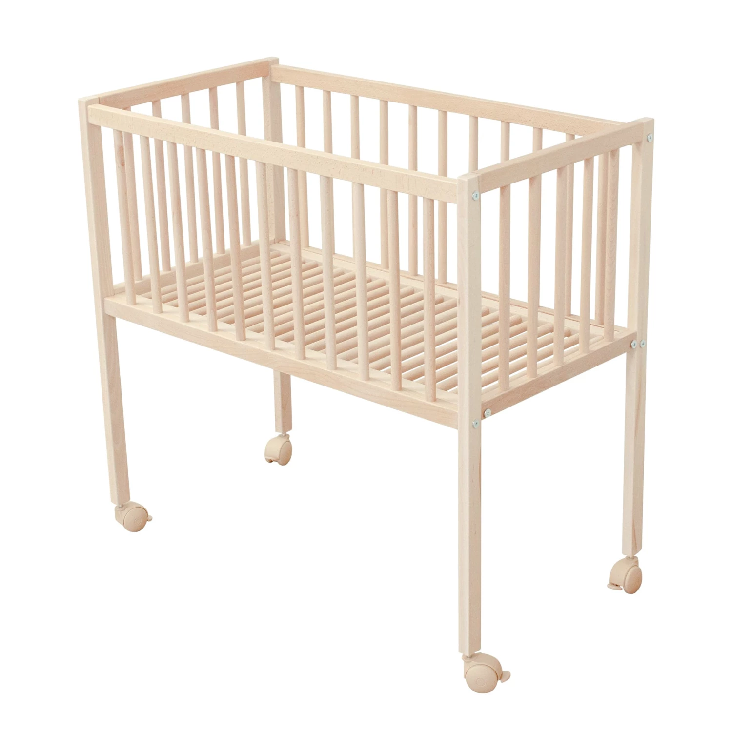 Berceau Bois Massif Verni Avec Roues Et Matelas 80x40 7 Berceau Bois Massif Verni Avec Roues Et Matelas 80x40 – Image 5