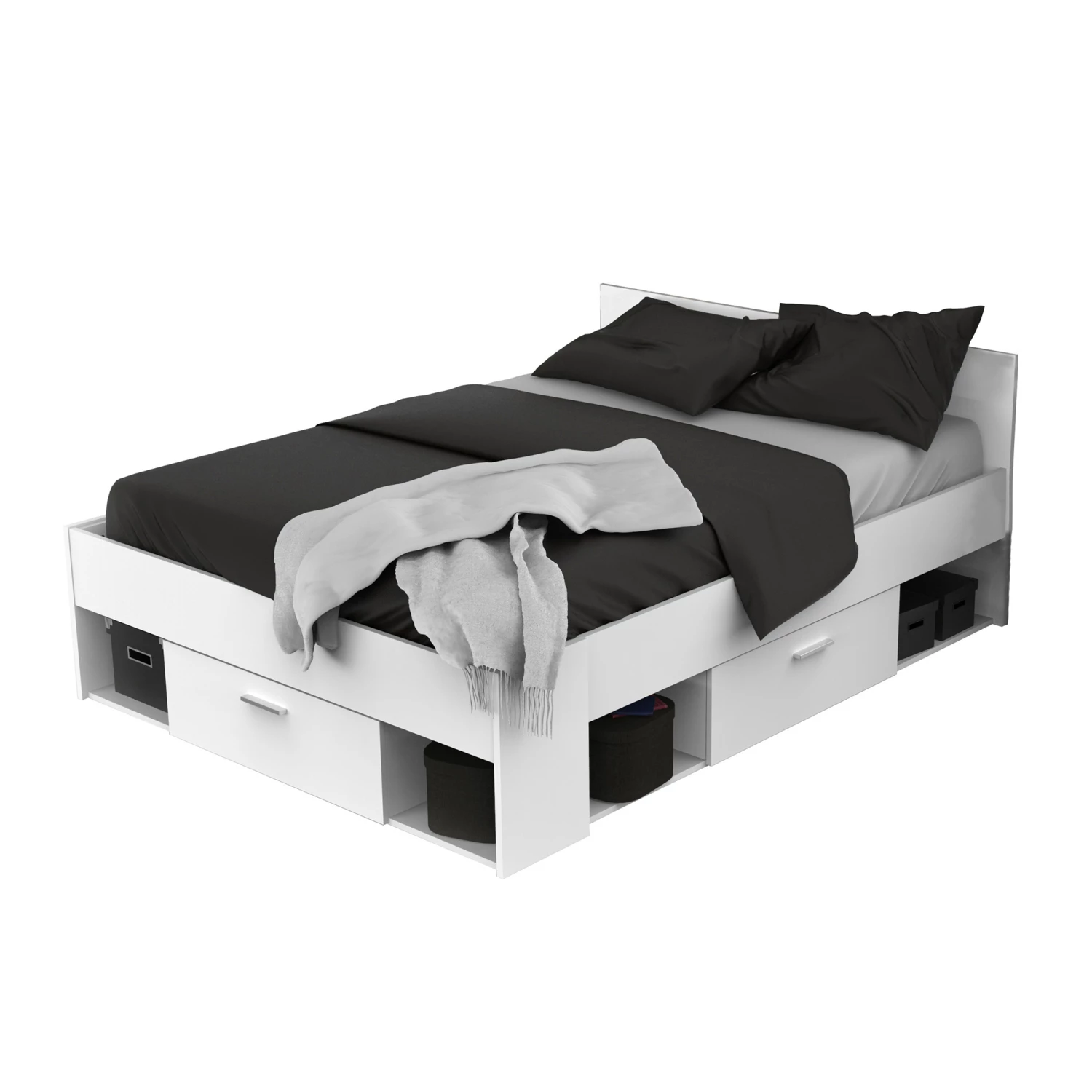 Lit En Bois 140x190/200 Blanc Perle LT115 4 Lit En Bois 140x190/200 Blanc Perle LT115 – Image 2