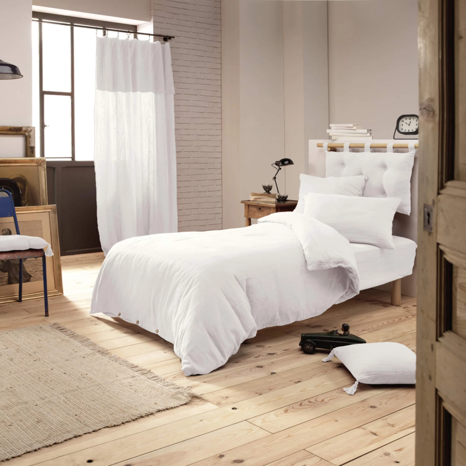 Housse De Couette Double Gaze De Coton Blanc 6 Housse De Couette Double Gaze De Coton Blanc – Image 4