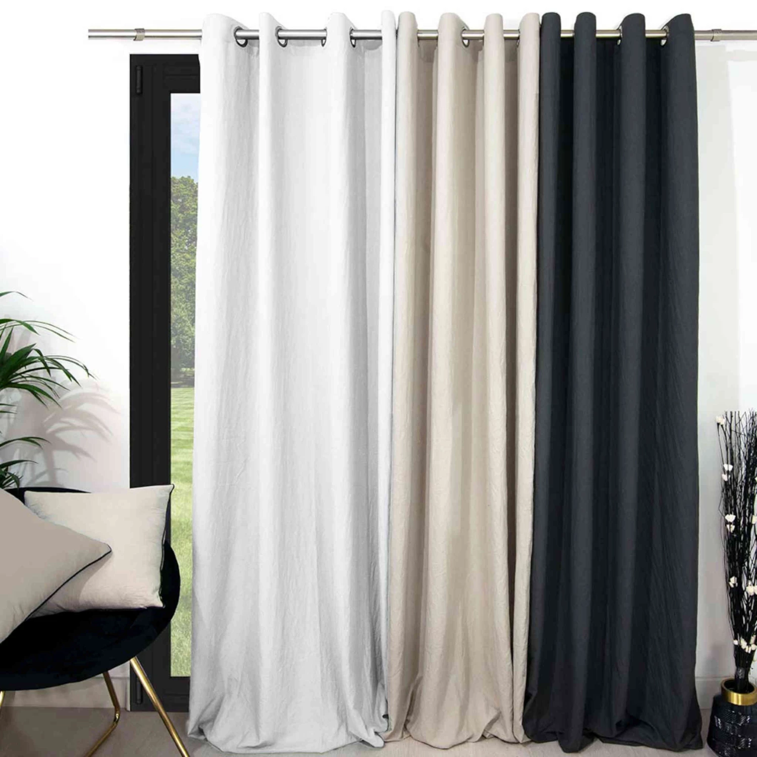 Rideaux à œillets Bohème 135x250 Cm 3 Rideaux à œillets Bohème 135x250 Cm