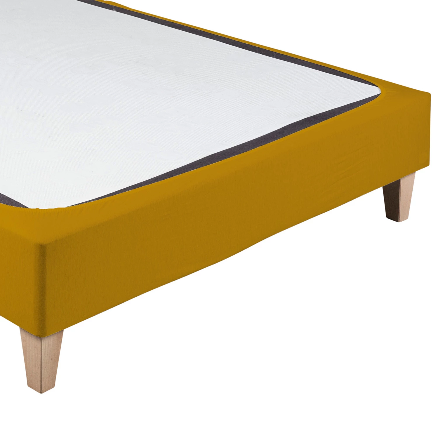 Cache-sommier Coton Jersey Jaune Moutarde 4 Cache-sommier Coton Jersey Jaune Moutarde – Image 2