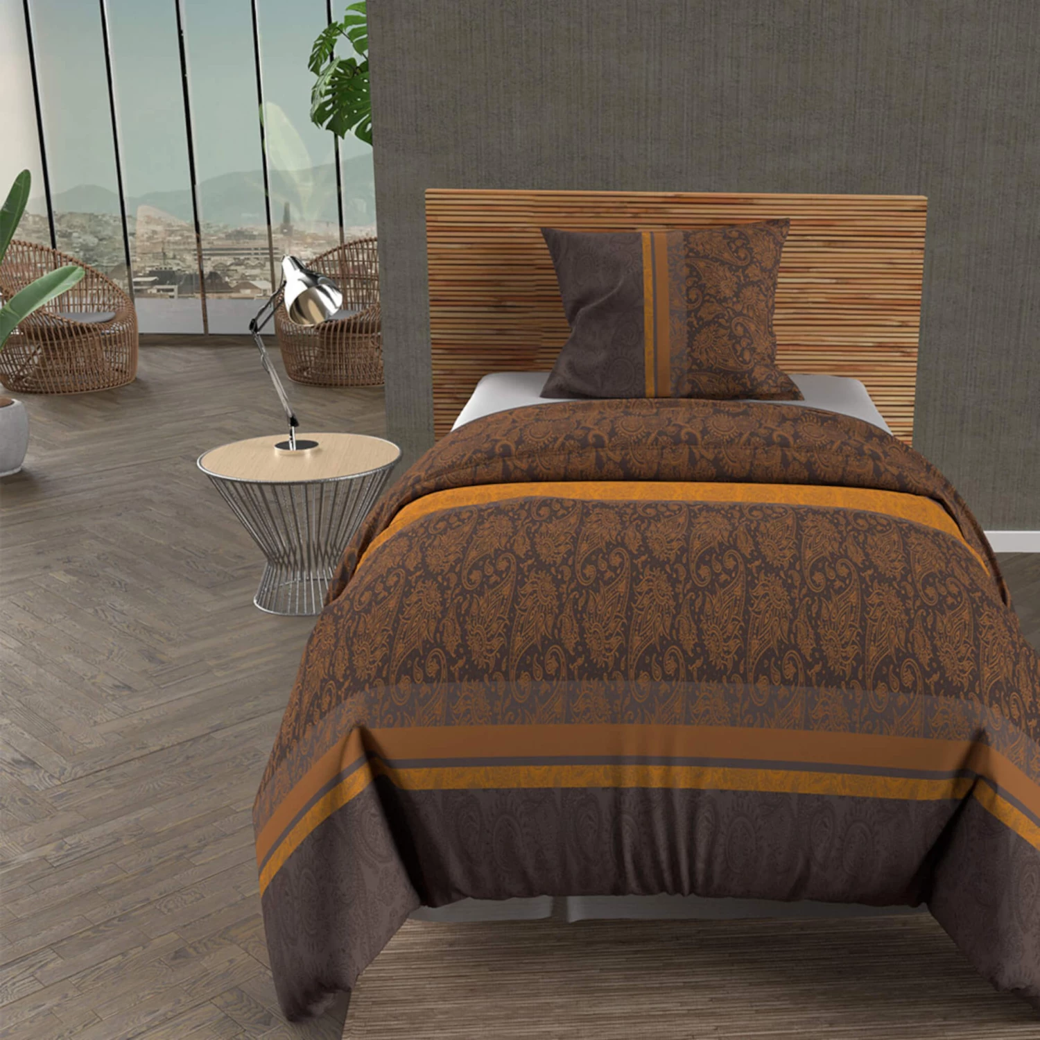 Parure De Lit Cachemire Marron 4 Parure De Lit Cachemire Marron – Image 2