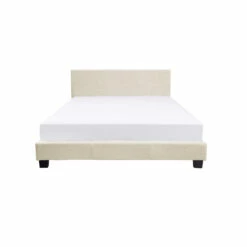 Lit En Bois Avec Tête De Lit Tissu Naturel 140x190 - LT17021