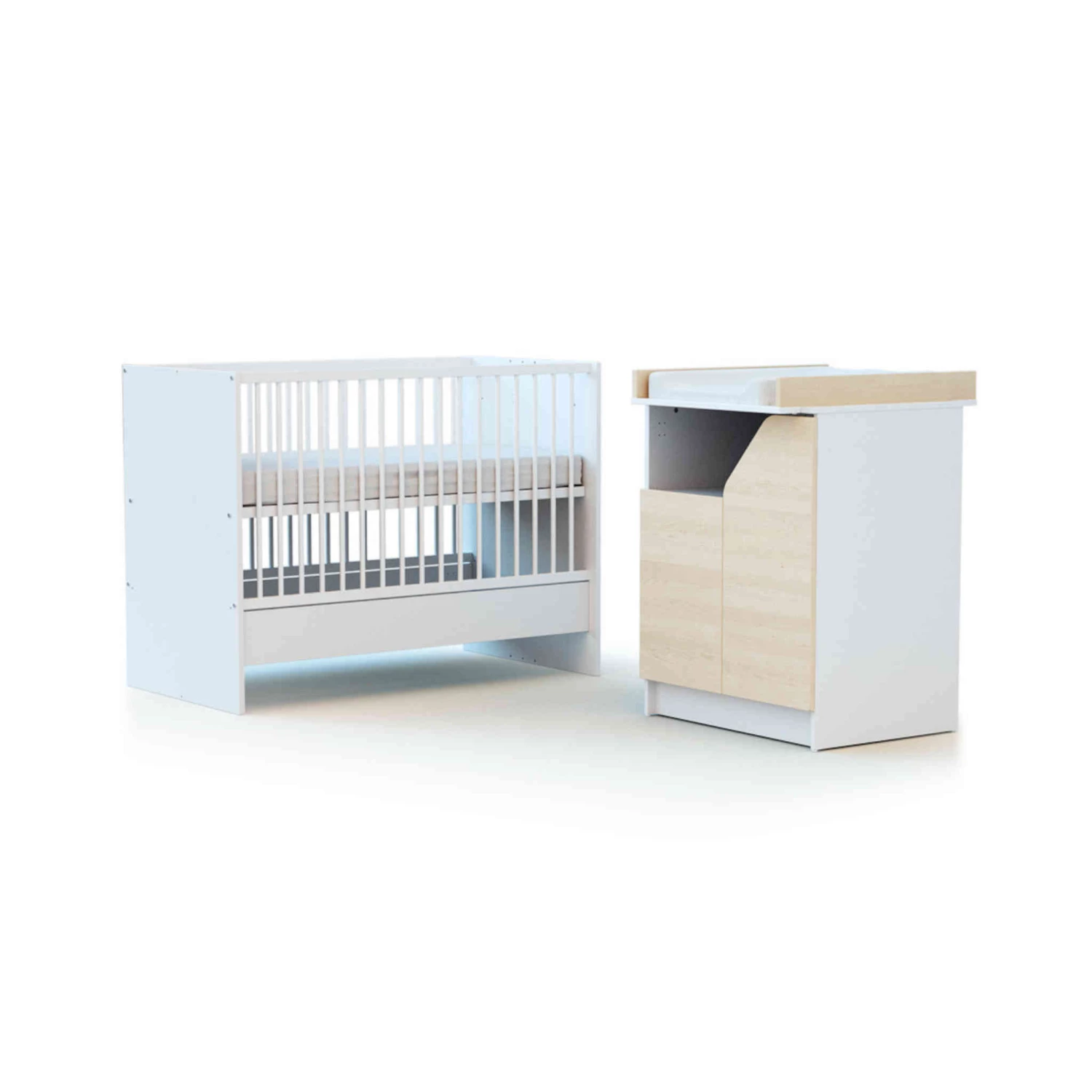 Lit Bébé évolutif + Meuble à Langer En Bois CARNAVAL 4 Lit Bébé évolutif + Meuble à Langer En Bois CARNAVAL – Image 2