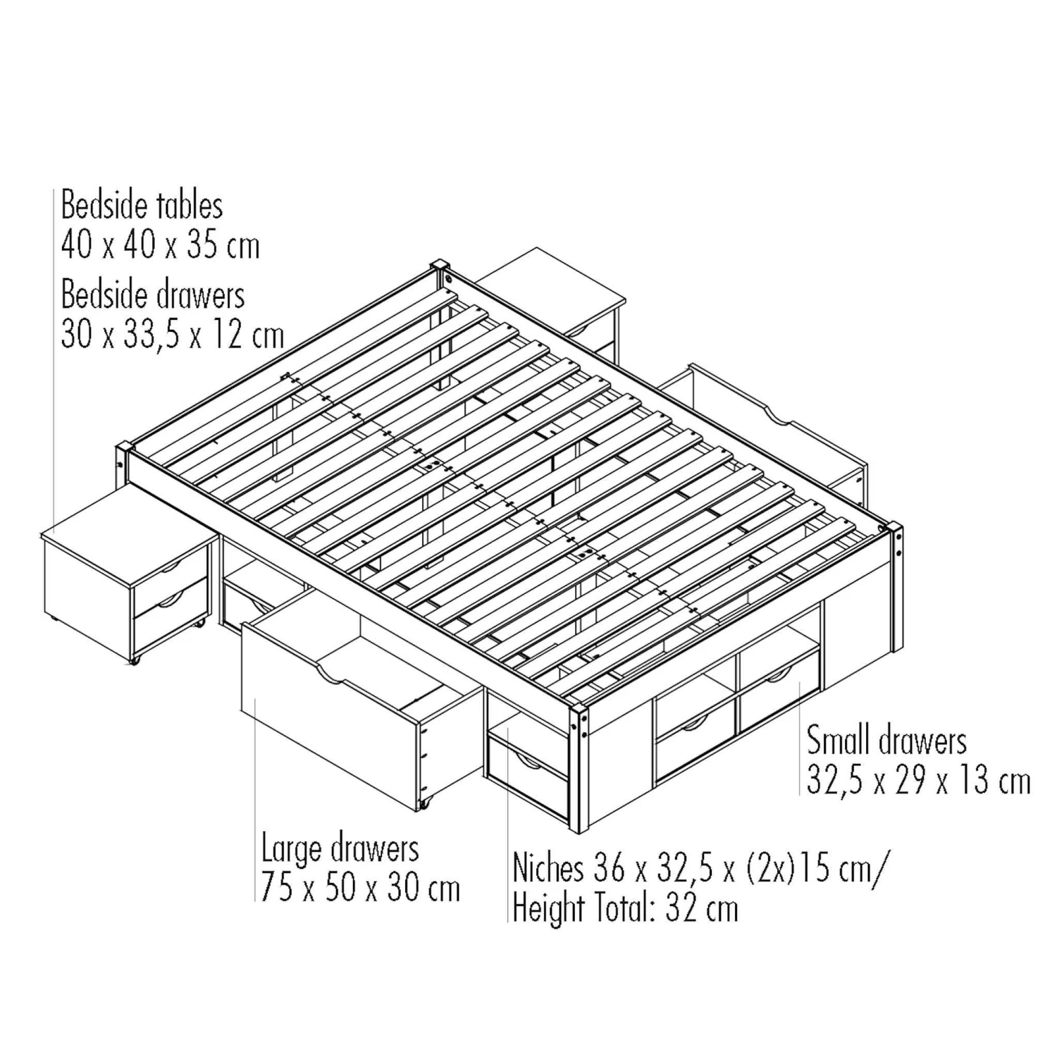 Lit Tiroirs En Bois Massif Blanc Laqué - LT12013 8 Lit Tiroirs En Bois Massif Blanc Laqué - LT12013 – Image 6