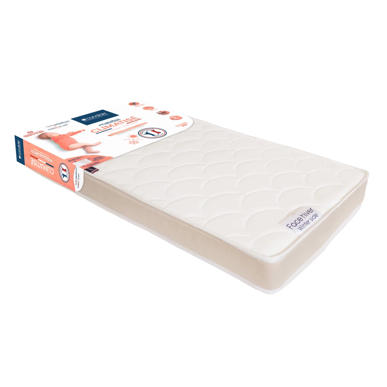 Candide Matelas Bébé Face été/hiver CLIMATISE 3 Candide Matelas Bébé Face été/hiver CLIMATISE