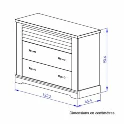 Lit Et Commode En Bois Clair - LT5078 -Doublures De Lit Soldes 2024 commode thelma dimensions fond blanc 1 1