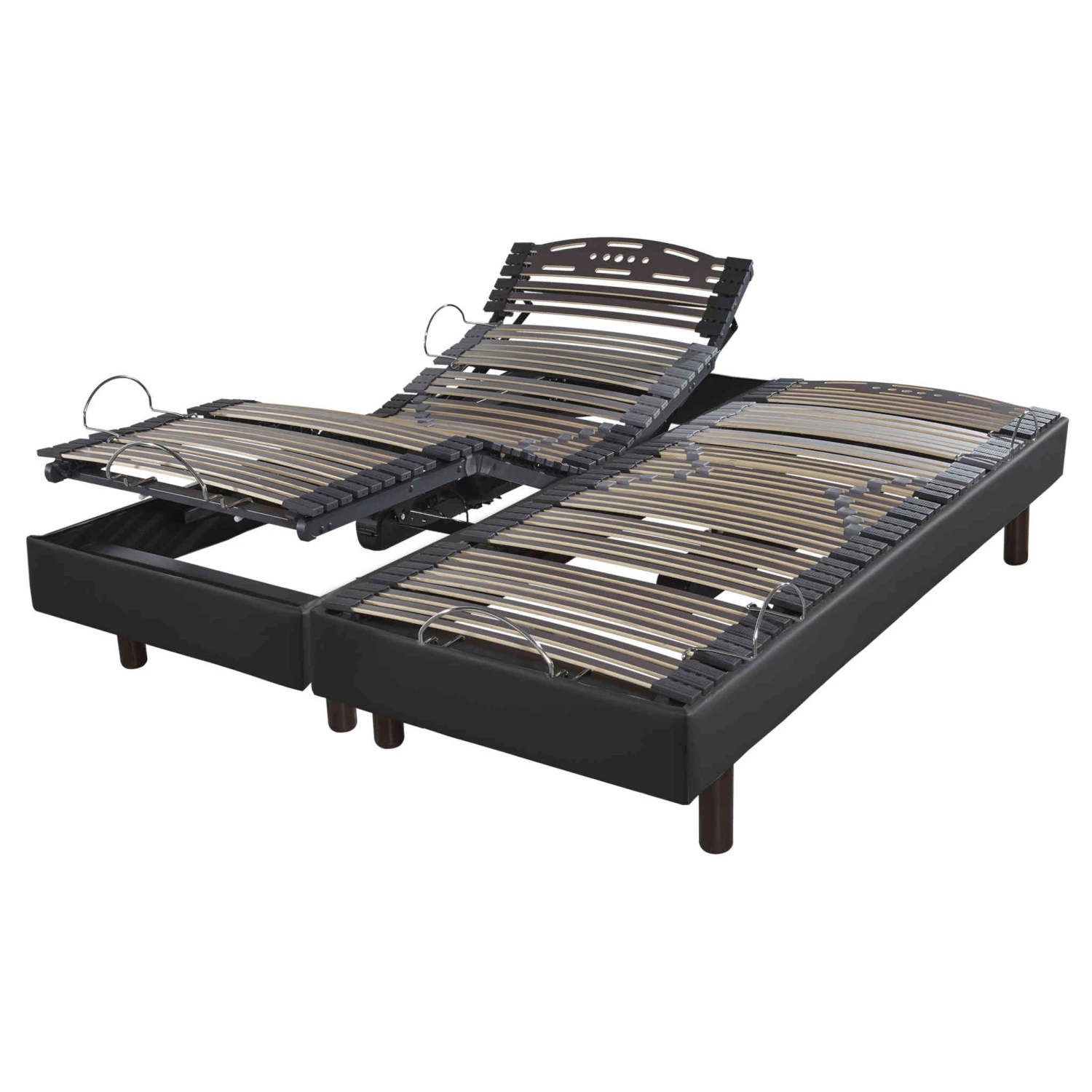 Sommier électrique De Relaxation En Pin Massif Aspect Cuir Gris 3 Sommier électrique De Relaxation En Pin Massif Aspect Cuir Gris