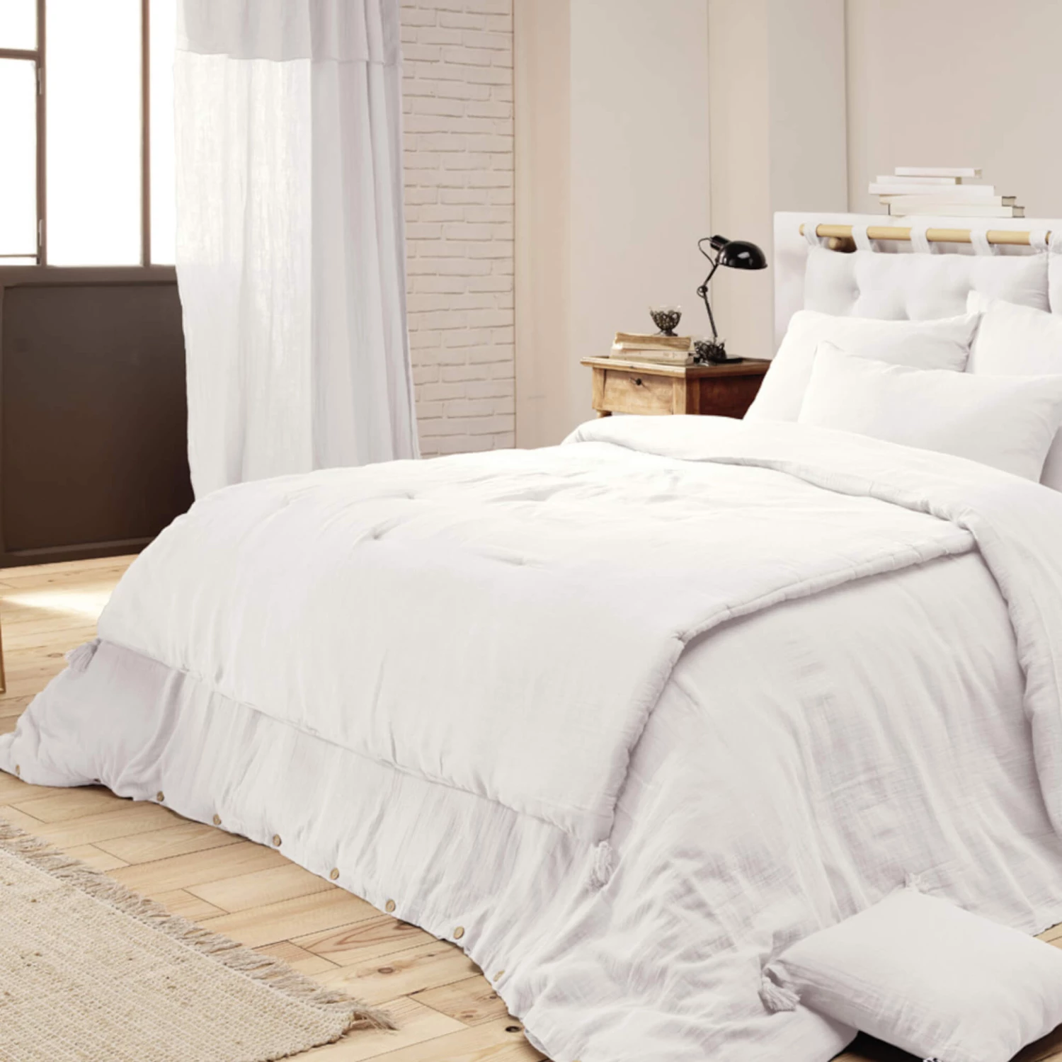 Couvre-lit Double Gaze De Coton Blanc 4 Couvre-lit Double Gaze De Coton Blanc – Image 2