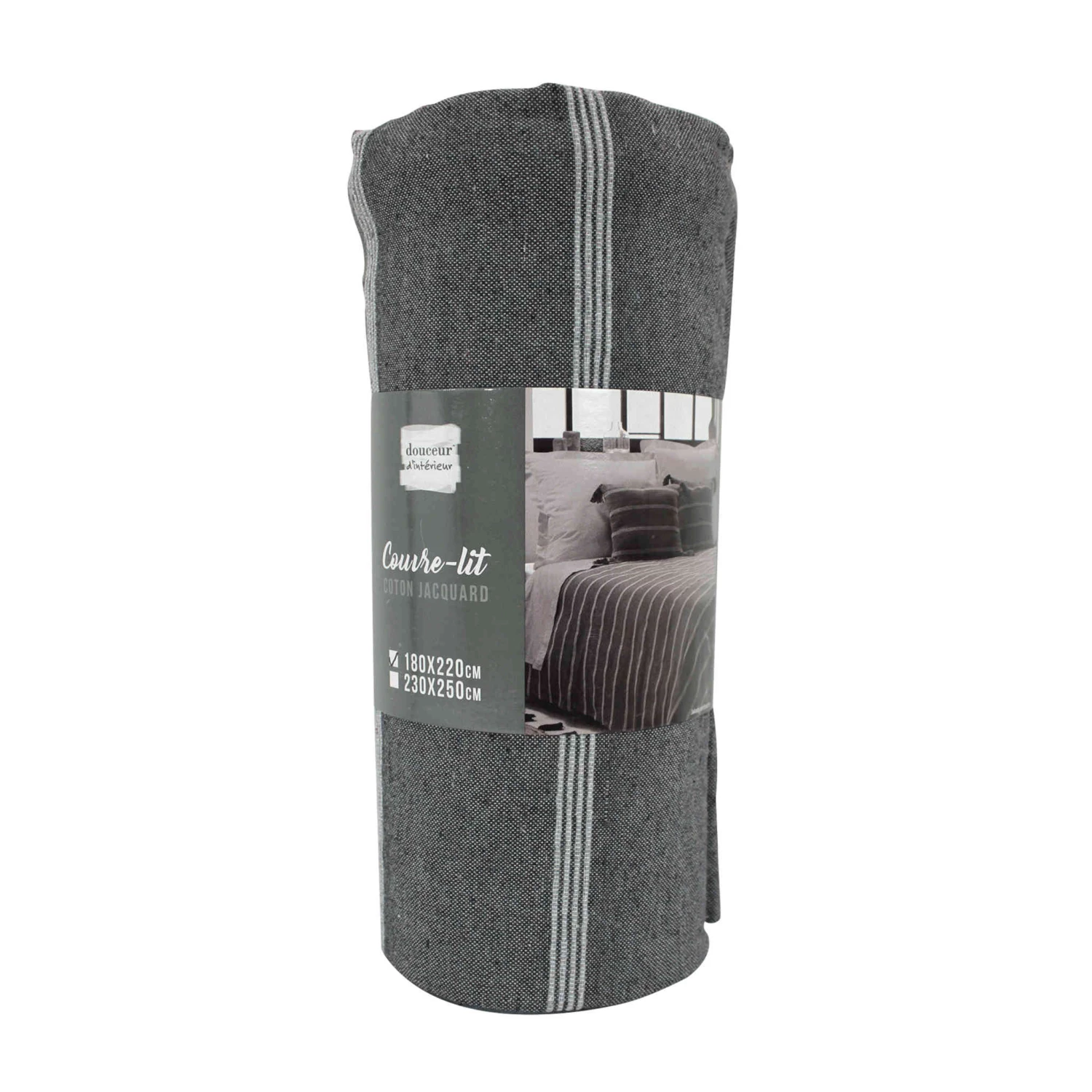 Couvre-lit Coton Jacquard Jakady Anthracite 5 Couvre-lit Coton Jacquard Jakady Anthracite – Image 3