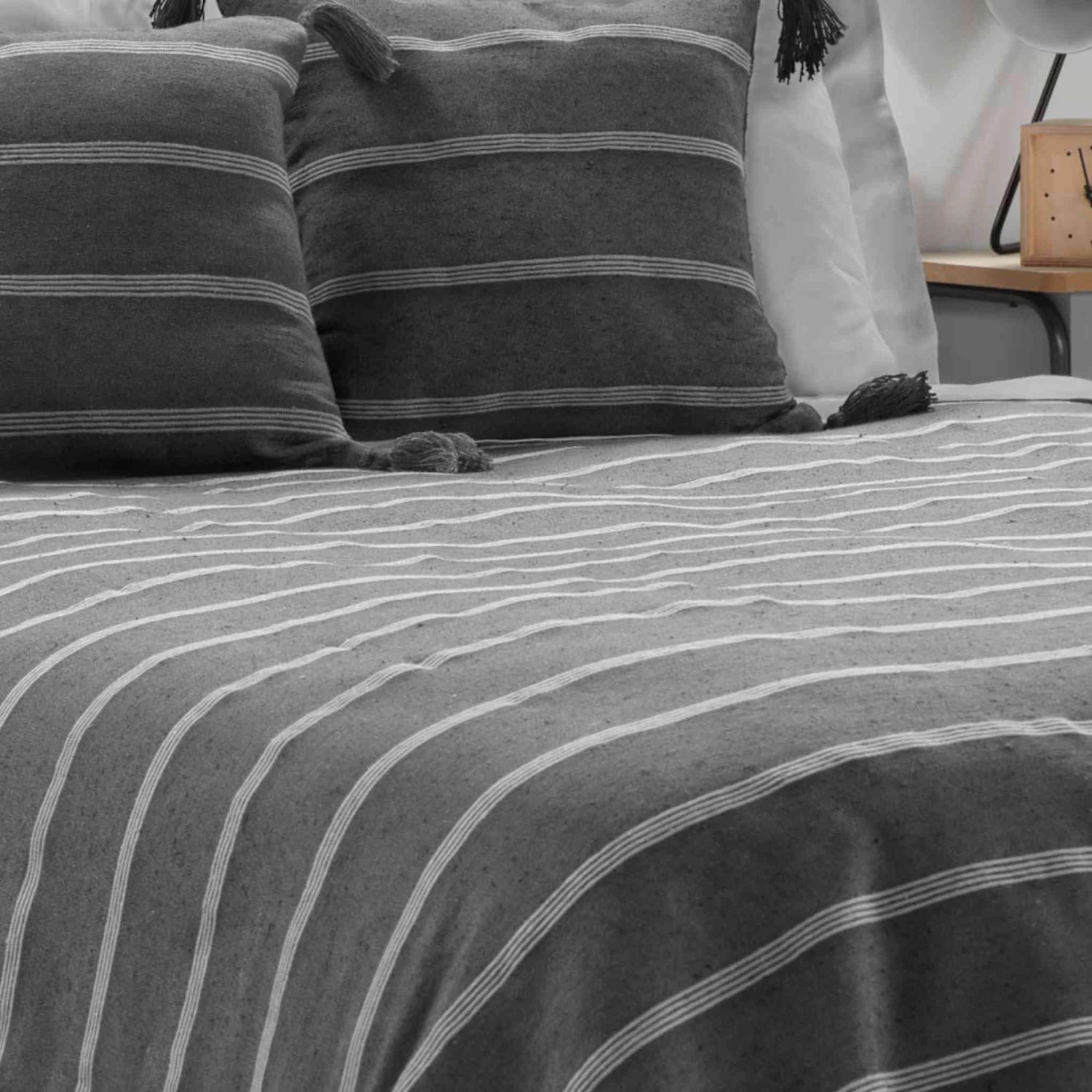 Couvre-lit Coton Jacquard Jakady Anthracite 4 Couvre-lit Coton Jacquard Jakady Anthracite – Image 2