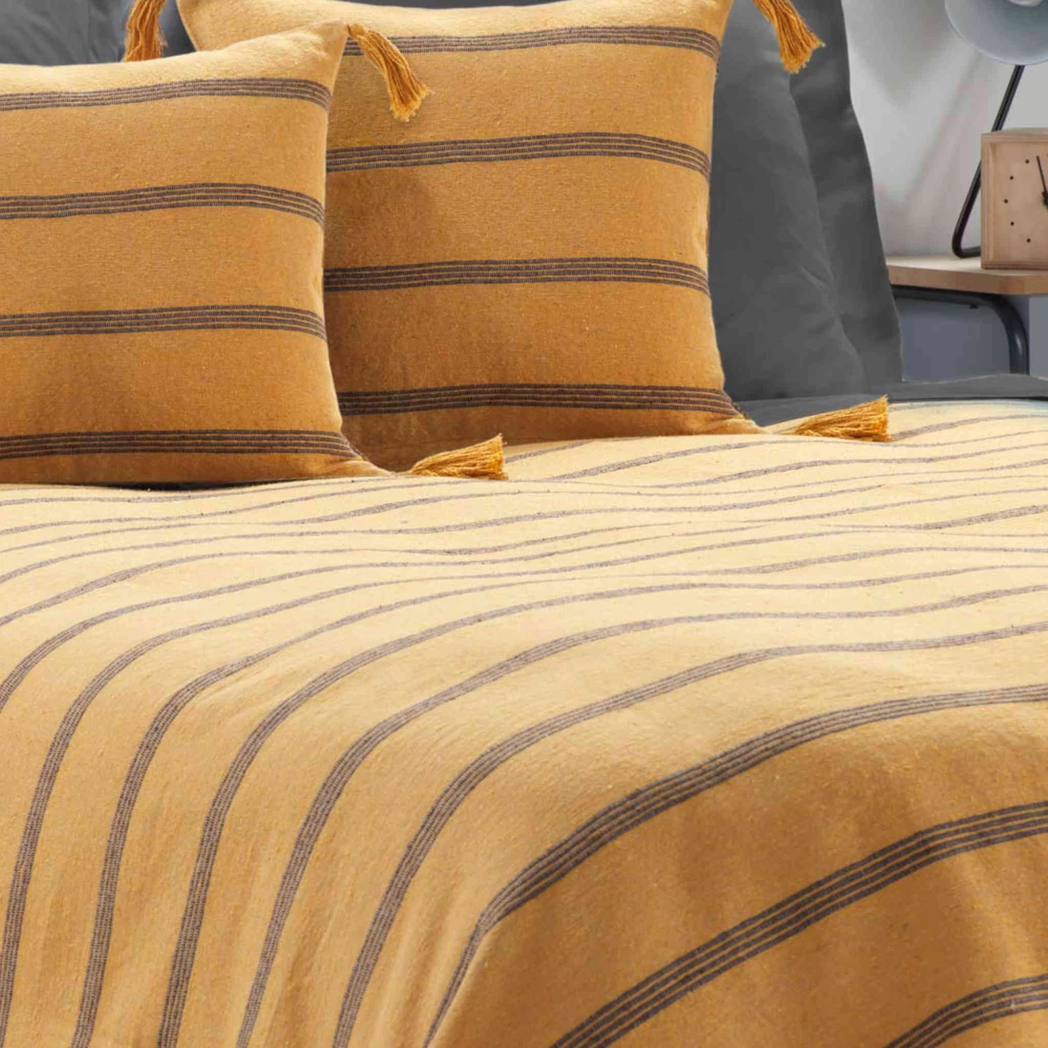 Couvre-lit Coton Jacquard Jakady Jaune 4 Couvre-lit Coton Jacquard Jakady Jaune – Image 2