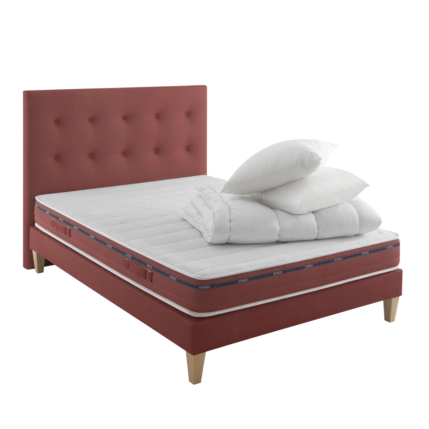 Ensemble Matelas 100% Latex, Sommier, Pieds, Tête De Lit, Couette Et Oreiller Crépuscule 500 - SOMEO 3 Ensemble Matelas 100% Latex, Sommier, Pieds, Tête De Lit, Couette Et Oreiller Crépuscule 500 - SOMEO