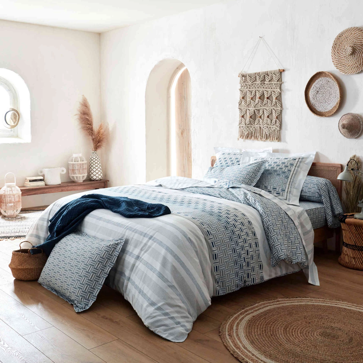 Drap Housse Diego Bleu Bonnet 40 Cm - Tradilinge 5 Drap Housse Diego Bleu Bonnet 40 Cm - Tradilinge – Image 3