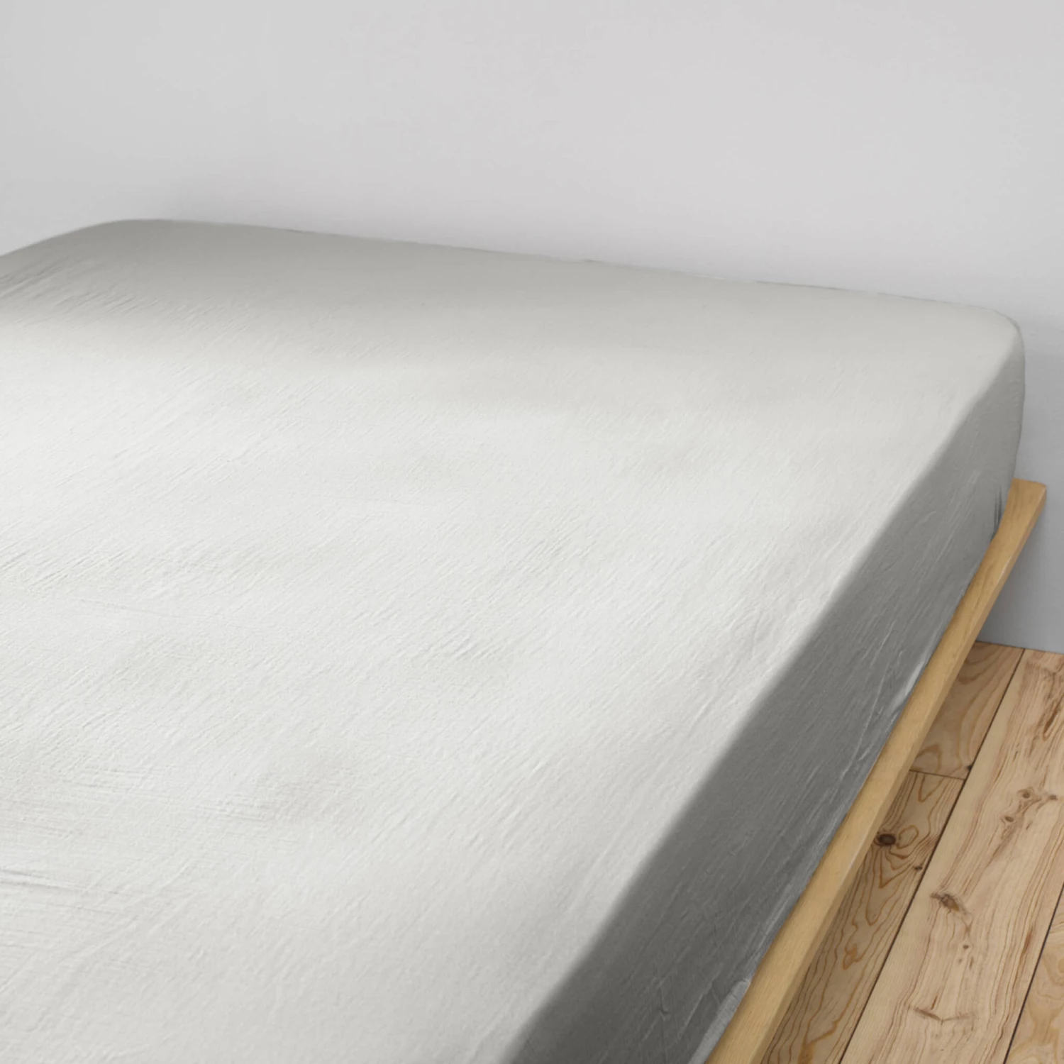 Drap Housse Double Gaze De Coton Gris 4 Drap Housse Double Gaze De Coton Gris – Image 2