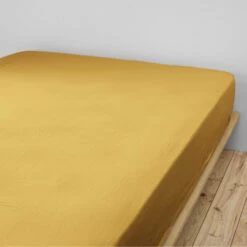 Drap Housse Double Gaze De Coton Jaune Safran -Doublures De Lit Soldes 2024 dh jaune 2