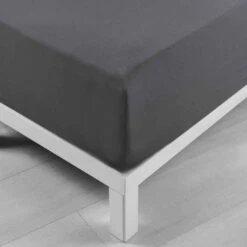 Drap Housse Coton Lavé Stonalia Anthracite Bonnet 30 Cm