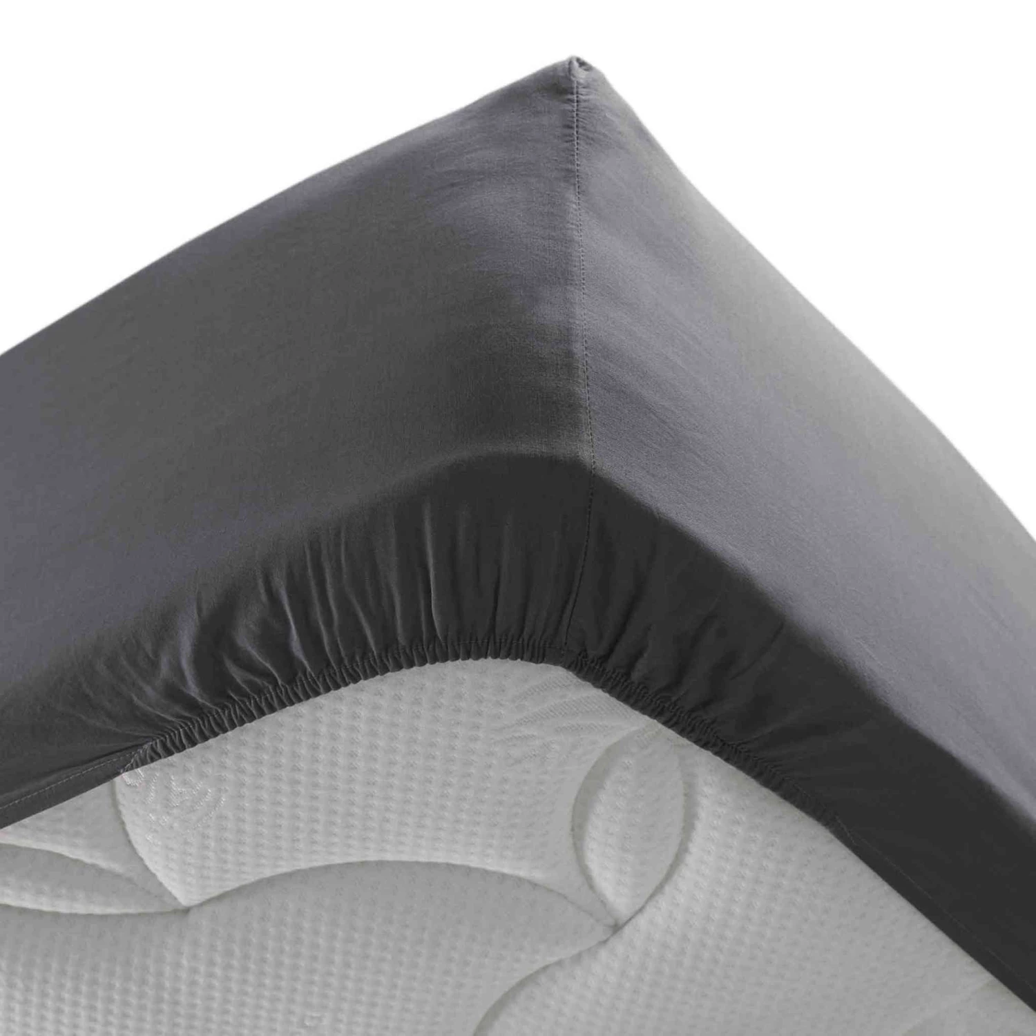 Drap Housse Coton Lavé Stonalia Anthracite Bonnet 30 Cm 4 Drap Housse Coton Lavé Stonalia Anthracite Bonnet 30 Cm – Image 2