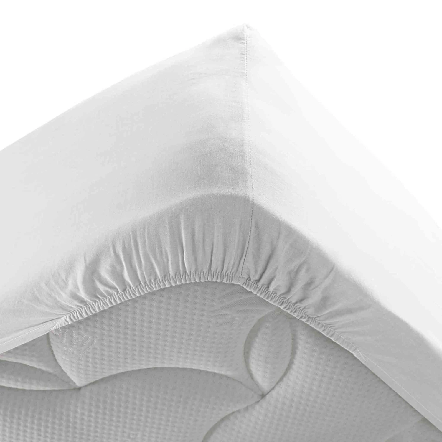 Drap Housse Coton Lavé Stonalia Blanc Bonnet 30 Cm 4 Drap Housse Coton Lavé Stonalia Blanc Bonnet 30 Cm – Image 2