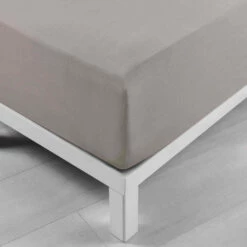 Drap Housse Coton Lavé Stonalia Taupe Bonnet 30 Cm