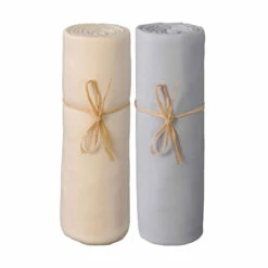 Lot De 2 Draps Housses Bébé Jersey Bio écru Et Gris Perle
