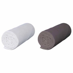 Lot De 2 Draps Housses Bébé Jersey Bio Blanc Et Taupe