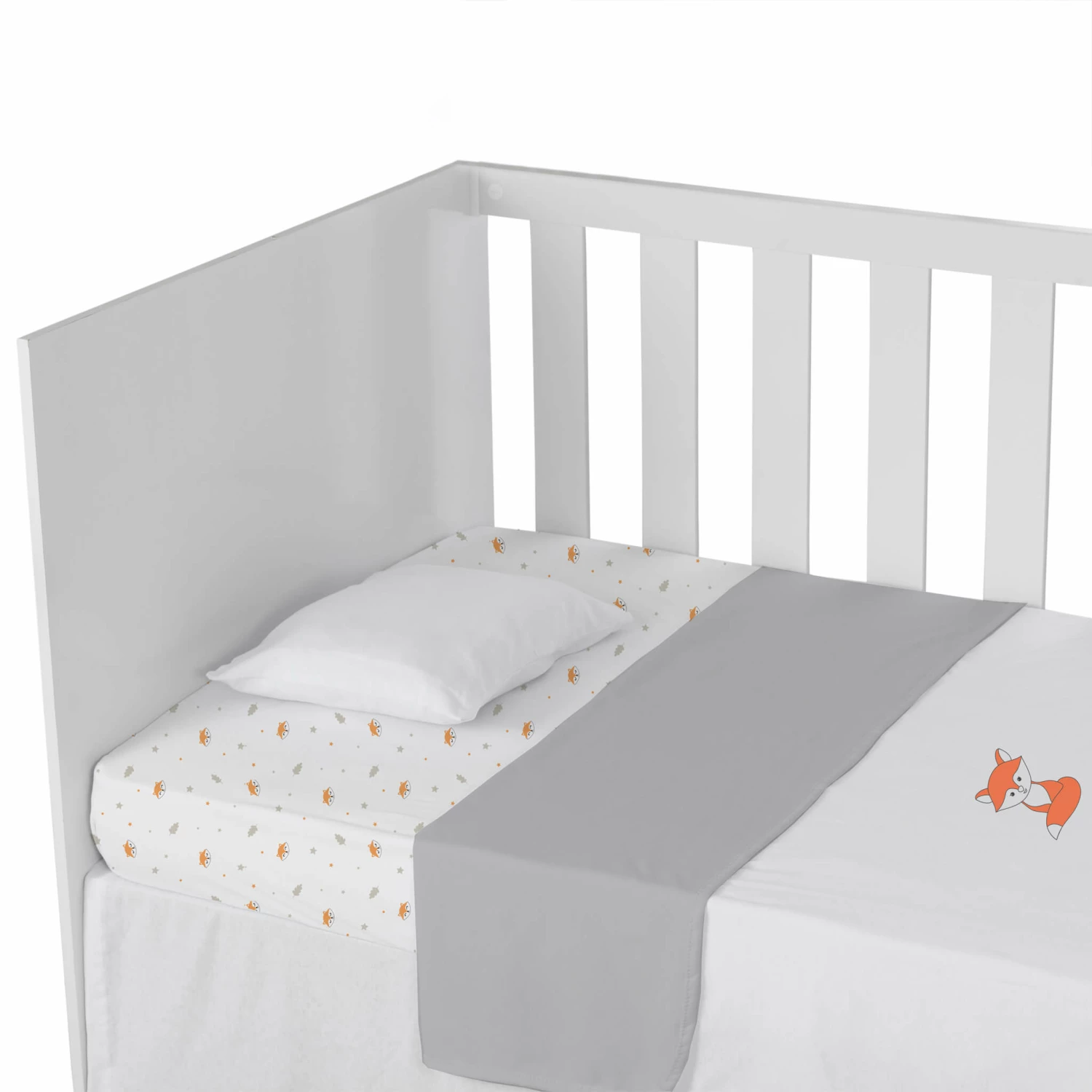 Lot De 2 Draps Housses Bébé Coton Jersey Blanc/Renard 60x120 Cm 4 Lot De 2 Draps Housses Bébé Coton Jersey Blanc/Renard 60x120 Cm – Image 2