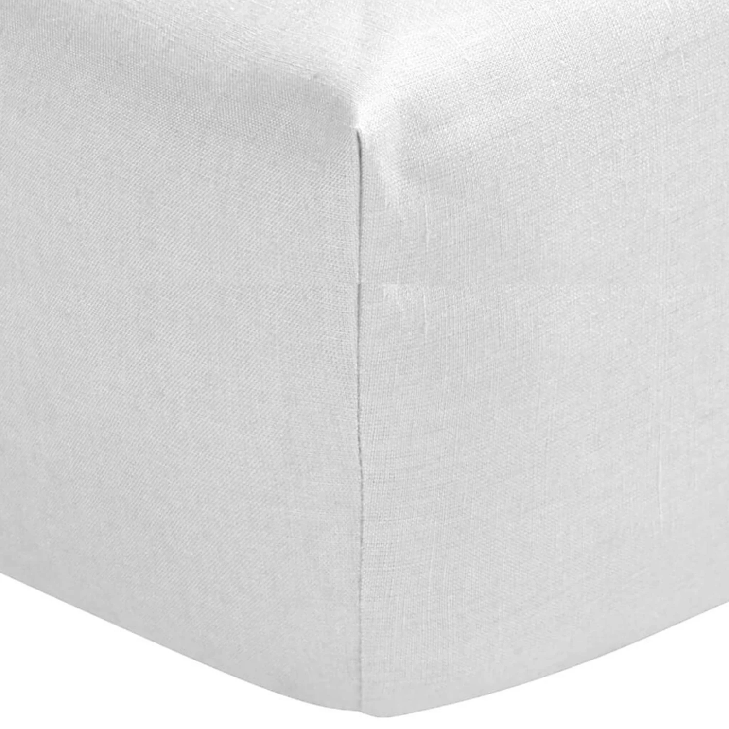 Drap Housse Blanc 100% Lin Bonnet 40 Cm 4 Drap Housse Blanc 100% Lin Bonnet 40 Cm – Image 2