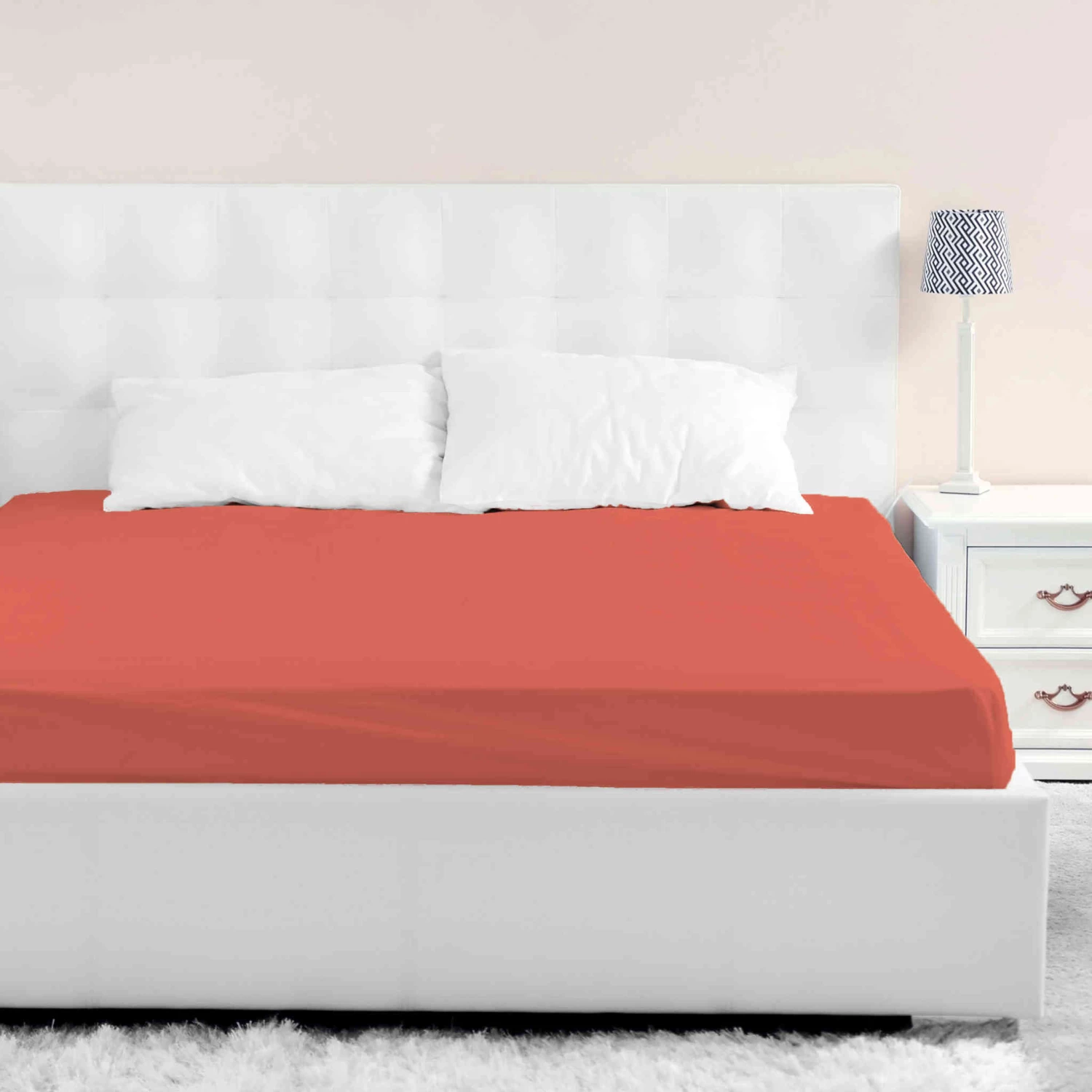 Lot De 2 Draps Housse Jersey Orange Terracotta Bonnet 40 Cm 4 Lot De 2 Draps Housse Jersey Orange Terracotta Bonnet 40 Cm – Image 2