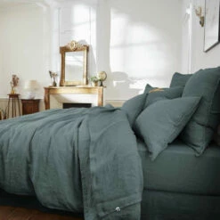 Drap Plat Lin Lavé 17 Drap Plat Lin Lavé -Doublures De Lit Soldes 2024 drap plat soline anthra ambiance 2 2