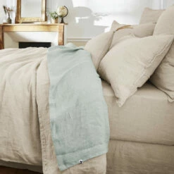 Drap Plat Lin Lavé 14 Drap Plat Lin Lavé -Doublures De Lit Soldes 2024 drap plat soline vert ambiance