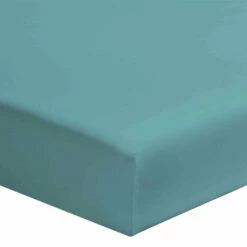 Lot De 2 Draps Housses Bébé En Jersey Bio Imprimés étoiles Et Cœurs Turquoise -Doublures De Lit Soldes 2024 drape housse turquoise zoom fond blanc
